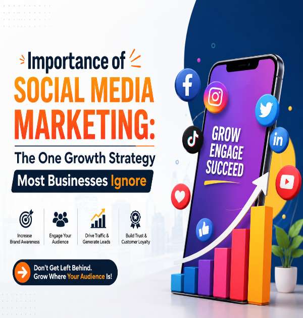 Social media marketing growth strategy infographic with engagement and branding
