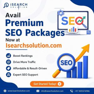 Premium SEO packages advertisement banner for Isearch Solution digital marketing services