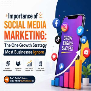 Social media marketing growth strategy infographic with engagement and branding