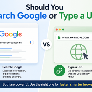 Search Google vs typing URL comparison infographic for browsing choices